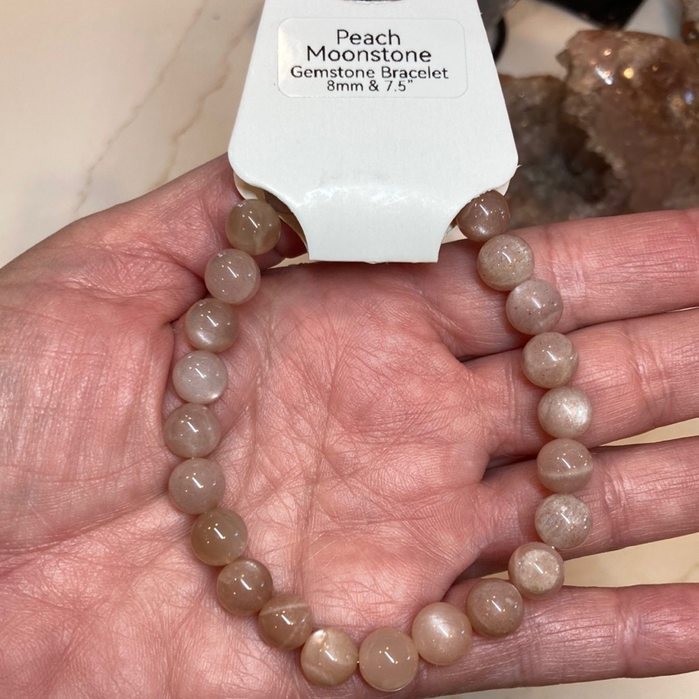 Peach Moonstone AAA quality stretch bracelet